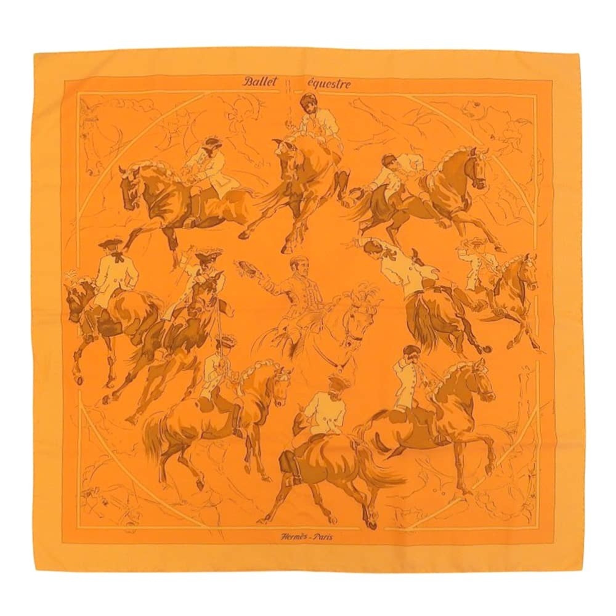 Hermes Authentic Orange Silk Scarf